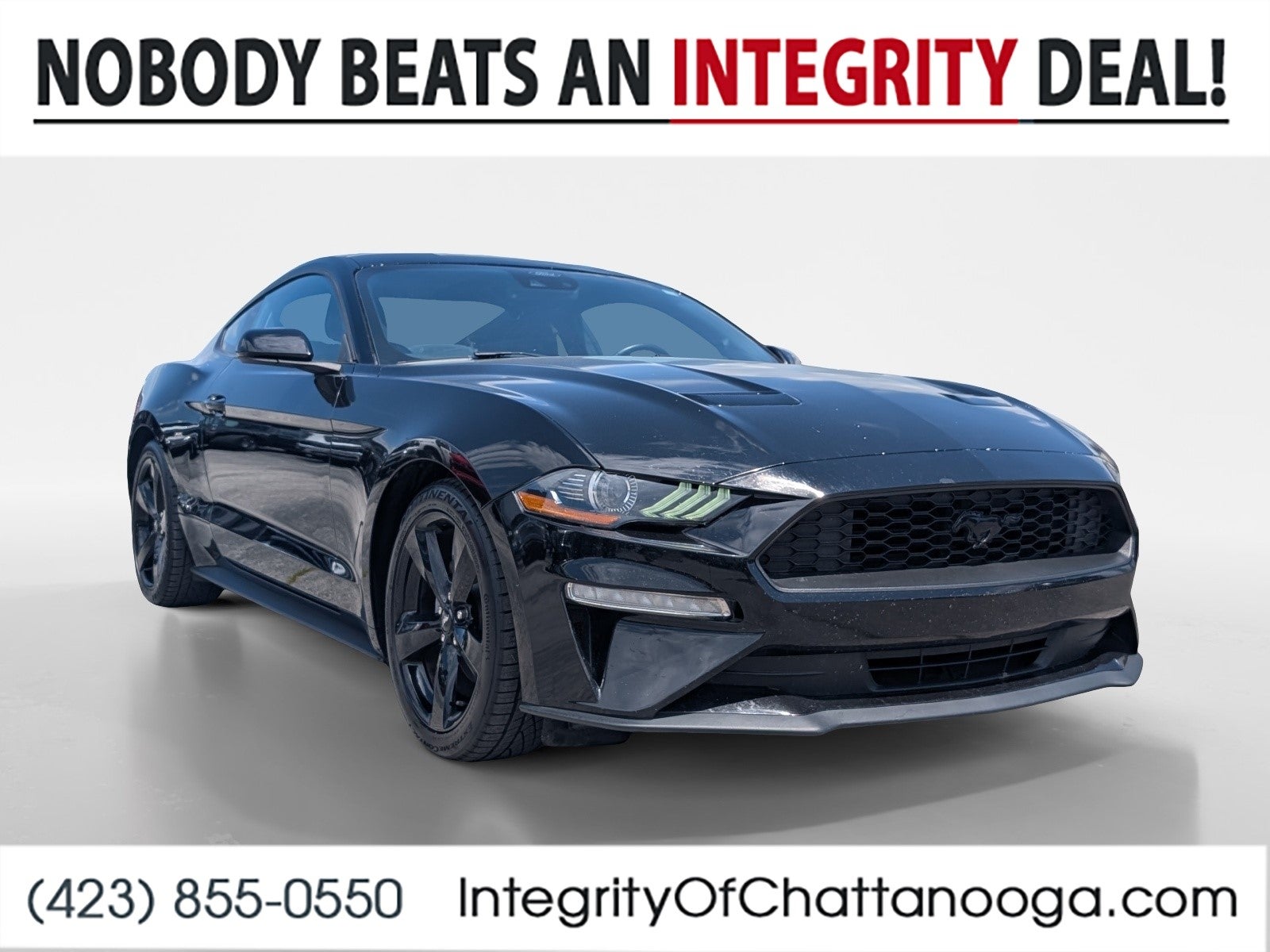 2023 Ford Mustang EcoBoost in Black — front three-quarter view